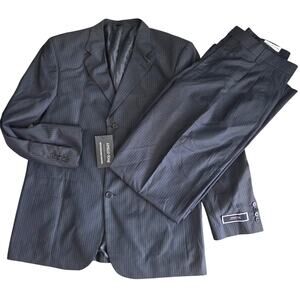 NEW Apollo King Black Pin Striped Mens 46L Long Tall Pant Suit Pants 46Lx40W